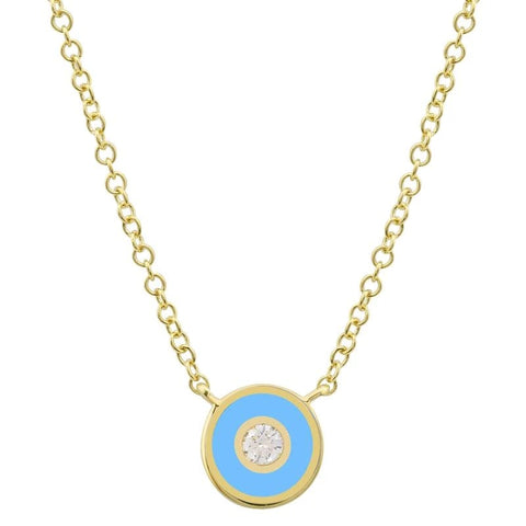 Enamel Diamond Disc Necklace