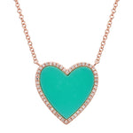 Large Pave Outline Stone Heart Necklace