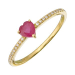 Petite Gemstone Heart Pave Ring