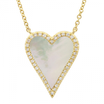 Stone Pave Modern Heart Necklace