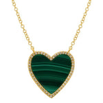 Large Pave Outline Stone Heart Necklace