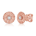 Striped Round Center Diamond Earrings