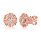 Striped Round Center Diamond Earrings