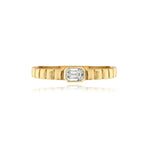 Golden Striped Solitaire Diamond Ring