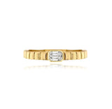 Golden Striped Solitaire Diamond Ring