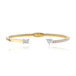 Two Diamonds Pave and Gold Cuff Bangle