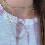 Uppercase Pave Initial Paperclip Necklace