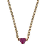 Solitaire Gemstone Cuban Chain Necklace