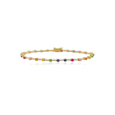 Rainbow and Diamonds Segment Tennis Bracelet