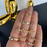 Two Pave Names Gold Charm Necklace