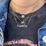 Two Pave Names Gold Charm Necklace