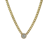 Bezel Round Diamond Cuban Necklace