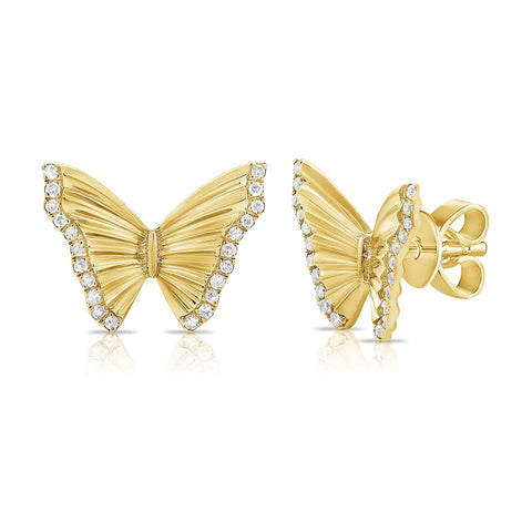 Striped Butterfly Pave Earrings