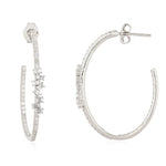 Multi Baguette Pave Hoop Earrings