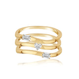 Three Line Multi Shape Diamond Ring