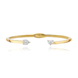 Two Diamonds Gold Cuff Bangle