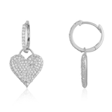 Small Pave Heart Charm Hoop Earring