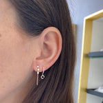 Three Bezel Diamonds Chain Earring