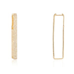 Three Line Pave Rectangular Hoop Earrings