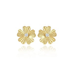 Striped Flower Center Diamond Earrings