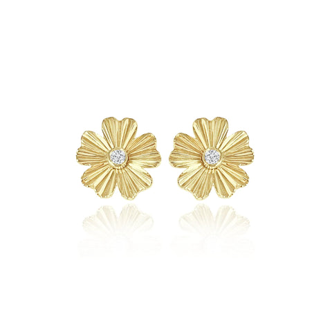 Striped Flower Center Diamond Earrings