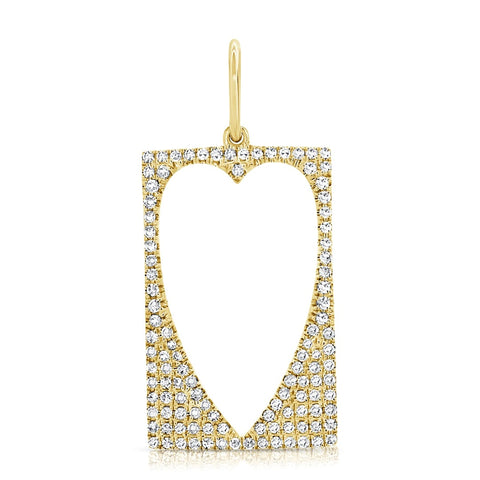 Pave Square Cutout Heart Charm