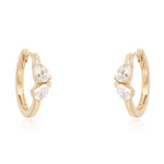 Two Pear Diamonds Thin Gold Huggies