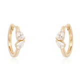 Two Pear Diamonds Thin Gold Huggies