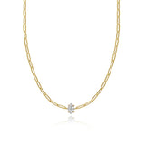 Solitaire Diamond Paperclip Necklace