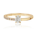 Half Pave and Half Gold Solitaire Ring