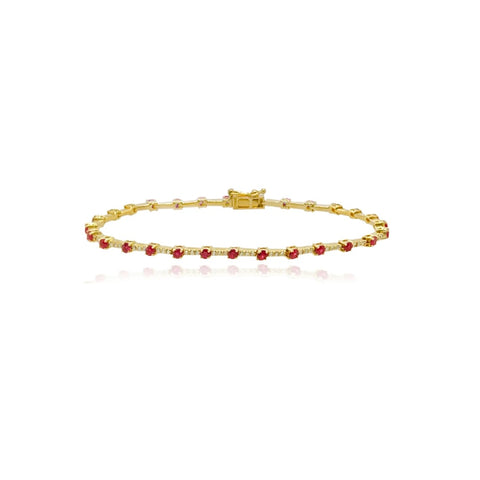 Gemstone and Diamonds Segment Tennis Bracelet