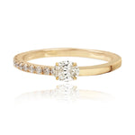 Half Pave and Half Gold Solitaire Ring