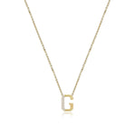 Fluted Side Pave Initial Necklace