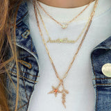 Two Pave Names Gold Charm Necklace