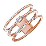 Center Baguette Three Pave Row Ring