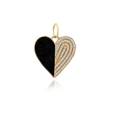 Half Pave Half Stone Heart Charm