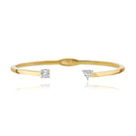 Two Diamonds Gold Cuff Bangle