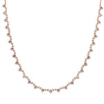 Three Prongs Setting Diamond Spaced Chain Necklace