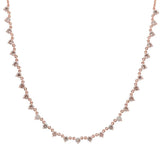 Three Prongs Setting Diamond Spaced Chain Necklace