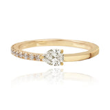 Half Pave and Half Gold Solitaire Ring