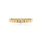 Golden Striped Solitaire Diamond Ring