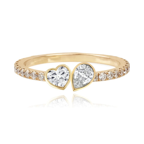 Two-Diamonds Bezel Pave Ring