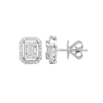 Illusion and Pave Emerald Cut Earrings