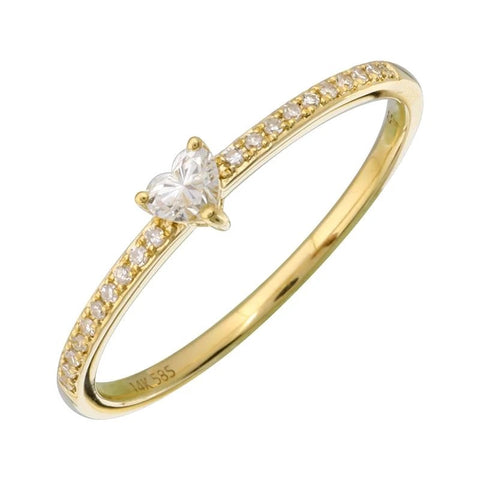 Petite Solitaire Diamond Pave Ring