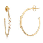 Multi Baguette Pave Hoop Earrings