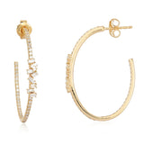 Multi Baguette Pave Hoop Earrings