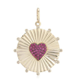 Round Striped Ruby Heart Medallion Charm