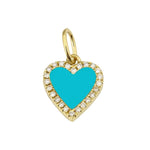 Small Pave Outline Stone Heart Charm