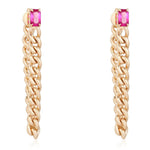 Emerald Cut Gemstone Cuban Chain Earring