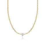 Solitaire Diamond Paperclip Necklace